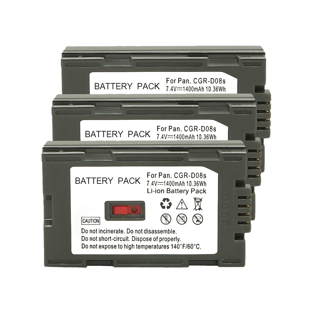 For Panasonic CGA-D08R, CGA-D08S, CGA-D08SE/1B, Battery Replacement CGA-D120, CGA-D120A/1B, CGA-D120E/1B, CGR-D08, CGR-D08A/1B, CGR-D08R, CGR-D08S, CGR-D08SE/1B 1400mAh Camera Batteries
