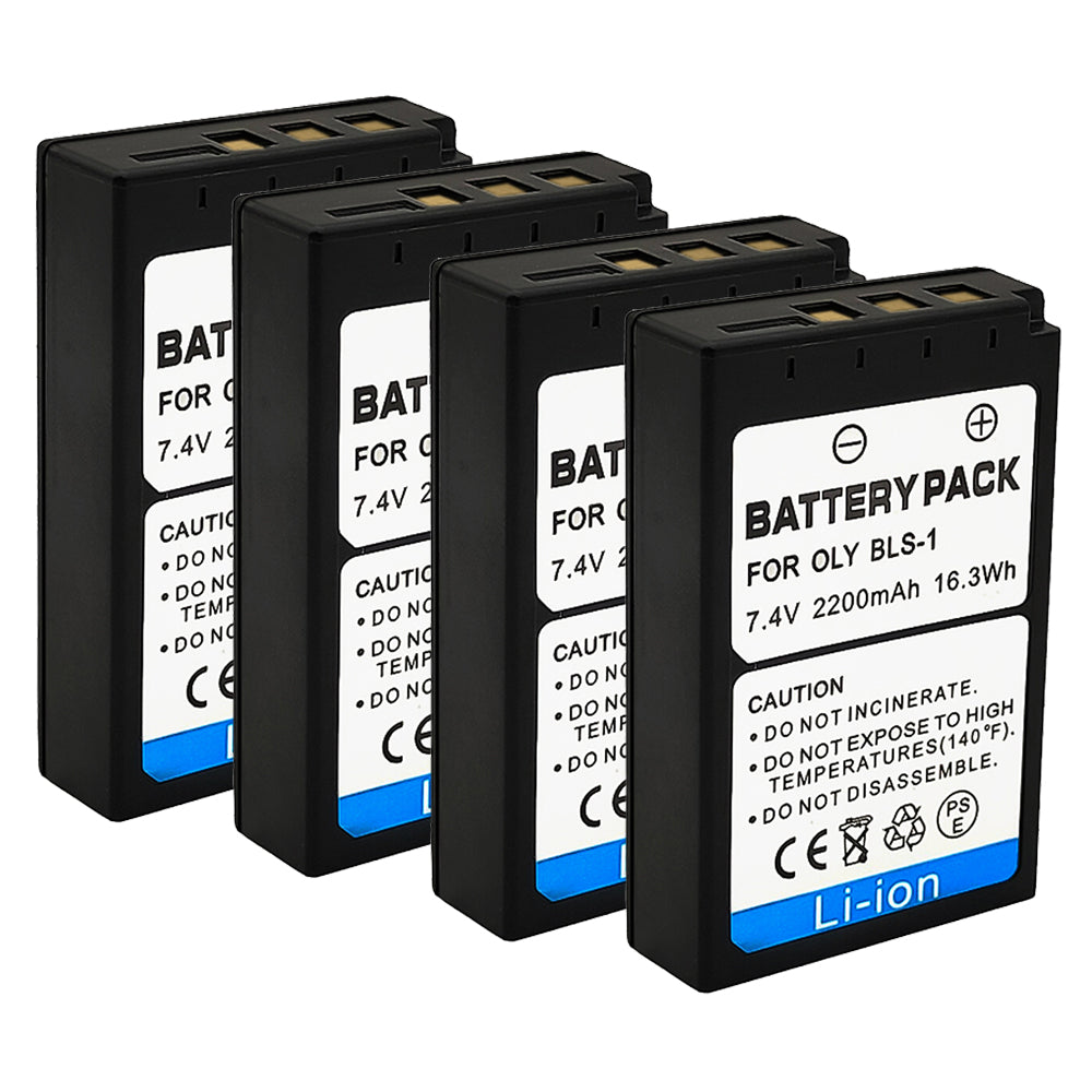 For Olympus BLS-1 Battery + BCS-1 Charger E-410, E-420, E-P1, E-P2 – 2200mAh Camera Batteries