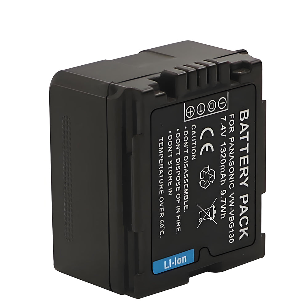 For Panasonic VW-VBG130 Battery Replacement Lumix DMC-L10, HDC-HS250, HDC-HS300, HDC-HS700, HDC-SD10, HDC-SD600, HDC-SD700, HDC-SDT750, HDC-TM10, HDC-TM15 1320mAh Camera Batteries