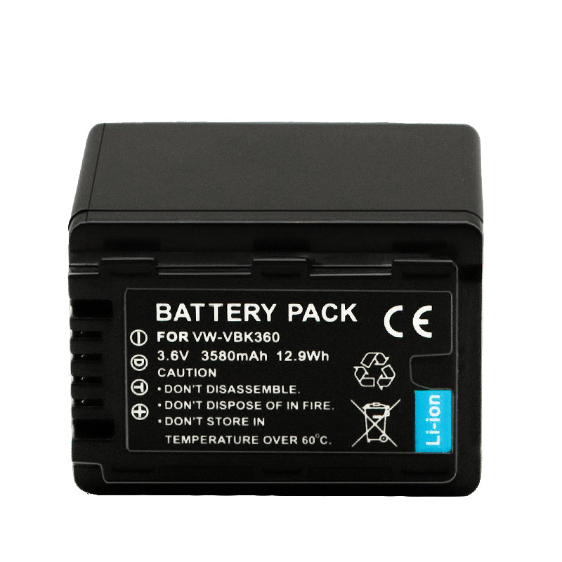For Panasonic VW-VBK360 Battery Replacement SDR-S50K, SDR-S50N, SDR-S50P, SDR-S50PC 3580mAh Camera Batteries