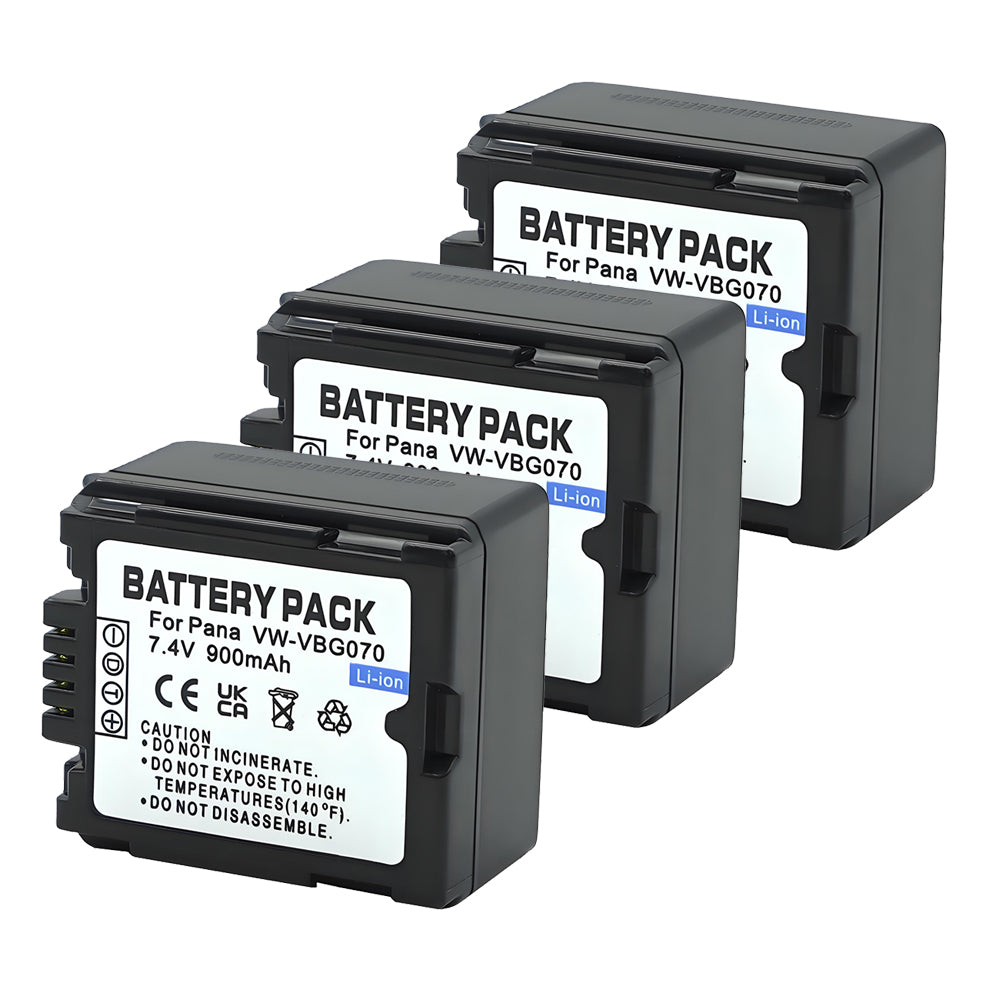 For Panasonic VW-VBG070 VW-VBG130 VWVBG260 Battery Replacement SDR-H40, SDR-H80 Series, HDC-HS700, TM700, HS300, TM300, HS250, SD20, HS20, 900mAh Camera Batteries