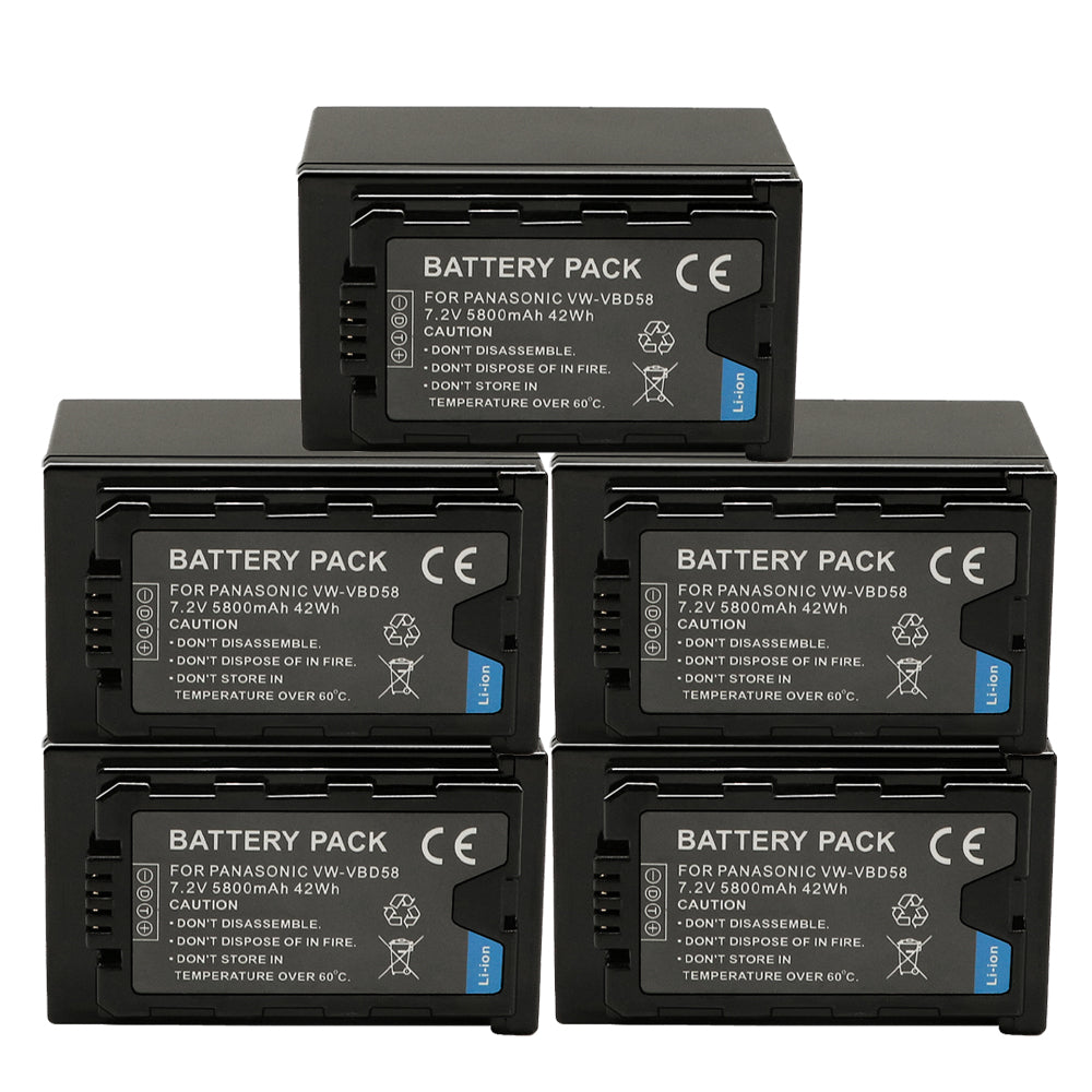 For Panasonic VW-VBD58 VBR59 Battery AG-VBR59, BGH1, HC-X1, HC-X1500, HC-X2000, AG-CX10, AG-CX350, AG-UX180, 5800mAh Camera Batteries