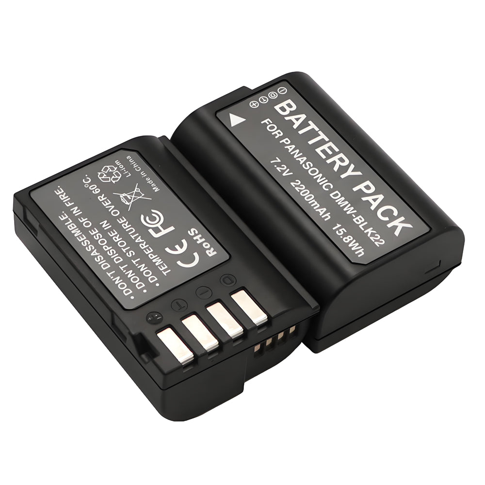 For Panasonic DMW-BLK22 Battery Lumix DC-S9, DC-G9, DC-S5, DC-S5 II, DC-S5 IIX, GH5 II, GH6, S5II, S5IIX 2200mAh Camera Batteries