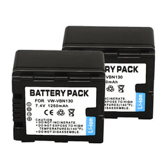For Panasonic VW-VBN130 Battery Replacement HC-X910, HC-X920, HC-X920M, HDC-HS900, HDC-HS900GK, HDC-HS900GK-3D, HDC-HS900K, HDC-SD800, HDC-SD800GK 1250mAh Camera Batteries
