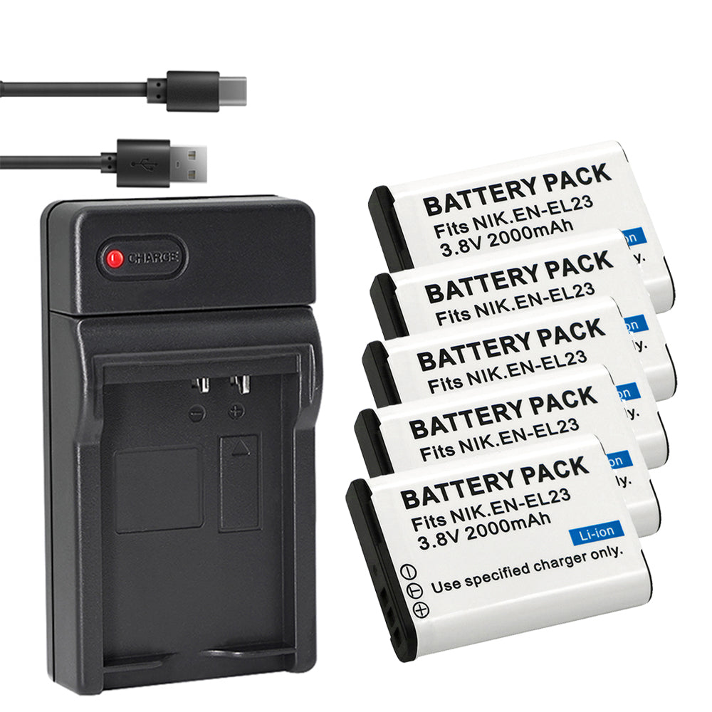 2 Pack of EN-EL23 Batteries and  Battery Charger for Nikon Coolpix B700, P900, P600, P610, S810c Digital Camera
