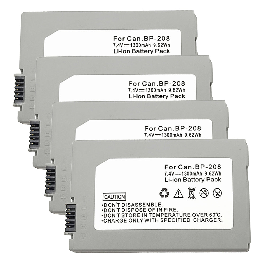 For Canon BP-208 Battery DC10 IViS DC22  MVX1Si 1300mAh Camera Batteries