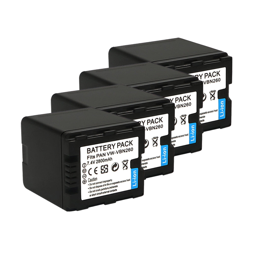 For Panasonic VW-VBN260 Li-ion Battery Replacement  HC-X800 X900 X910 X920 HDC-HS900 SD800 SD900 TM900 2800mAh Camera Batteries