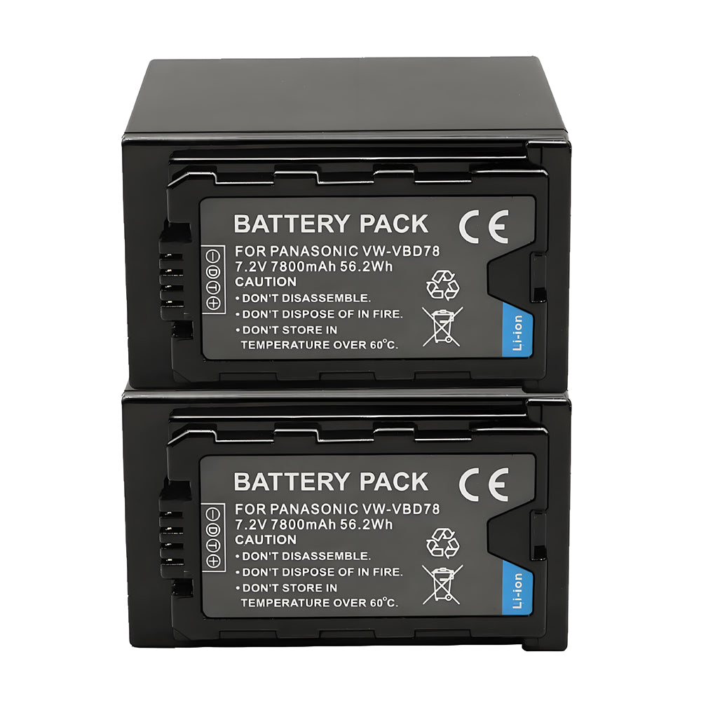 For Panasonic VW-VBD78/VBR89G VW-VBD29 Battery AG-UX180 AG-UX90 AG-3DA1 AG-AC8 AG-DVC30 AG-HPX171 AG-HPX250 HPX255 AG-HVX201 7800mAh Camera Batteries