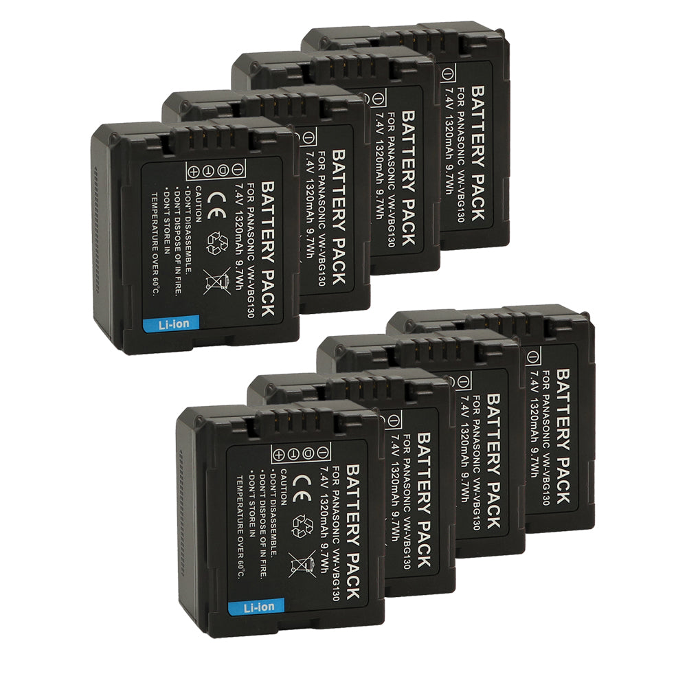 For Panasonic VW-VBG130 Battery Replacement Lumix DMC-L10, HDC-HS250, HDC-HS300, HDC-HS700, HDC-SD10, HDC-SD600, HDC-SD700, HDC-SDT750, HDC-TM10, HDC-TM15 1320mAh Camera Batteries