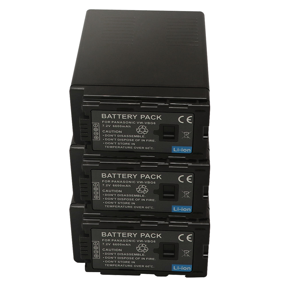 For Panasonic VW-VBG6 Battery Replacement  AG-HMC40, AG-HMC43, AG-HMC45A, AG-HMC70, AG-HMC70U, AG-HMC73MC, AG-HMC80, AG-HMC83MC, AG-HMC150, AG-HMC151E, 6600mAh Camera Batteries