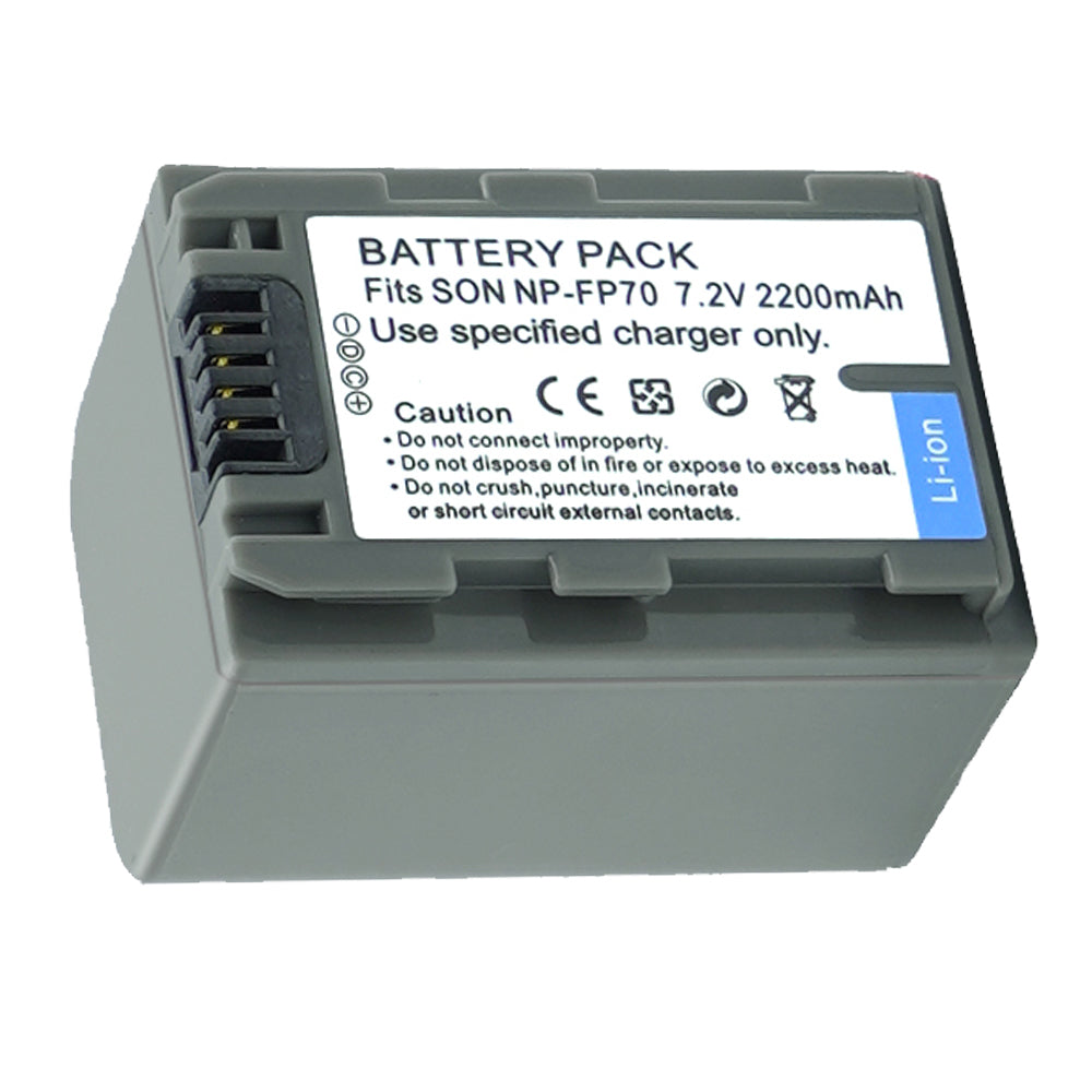 For Sony NP-FP70 NP-FP71 Battery BC-TRP/TRH/TRV, BC-VH1, AC-VQH10 DCR-DVD103 2200 mAh Camera Batteries