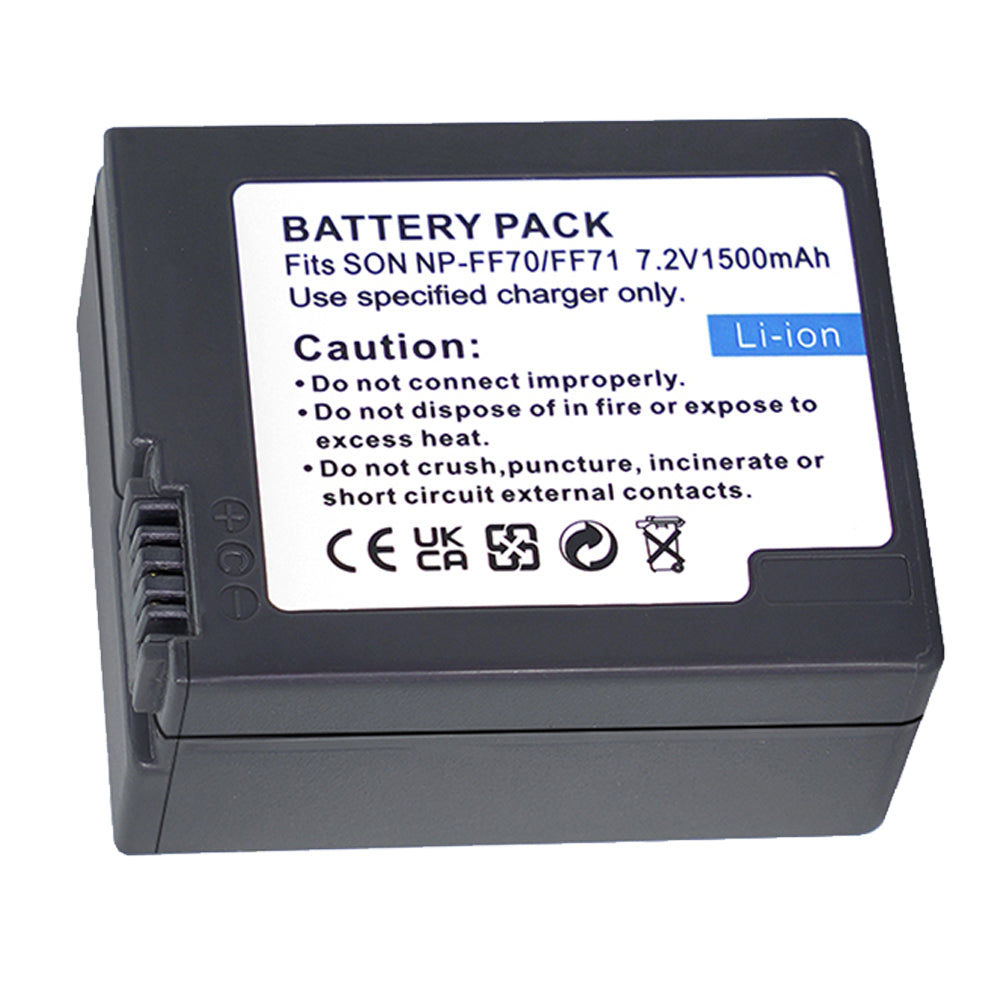 For Sony NP-FF70 NP-FF71 NP-FF71S Battery DCR-HC1000, DCR-HC1000E 1500mAh Camera Batteries