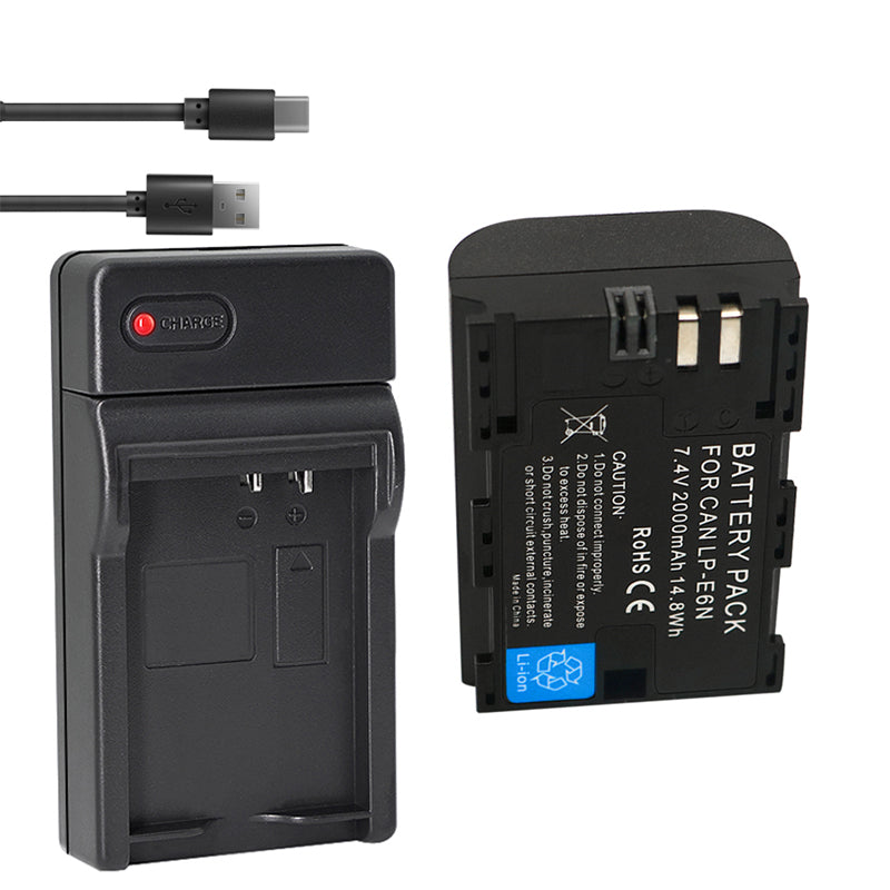 3-Pack 2000mAh LP-E6 LP-E6N Batteries and 3-Slot LCD Charger Compatible With Canon EOS R6 R5 R 90D 80D 70D 60D 60DA 6D 6D Mark II 5D Mark II/III/IV 5DS 5DS R 7D 7D Mark II XC15 XC10 BMPCC 4K/6K