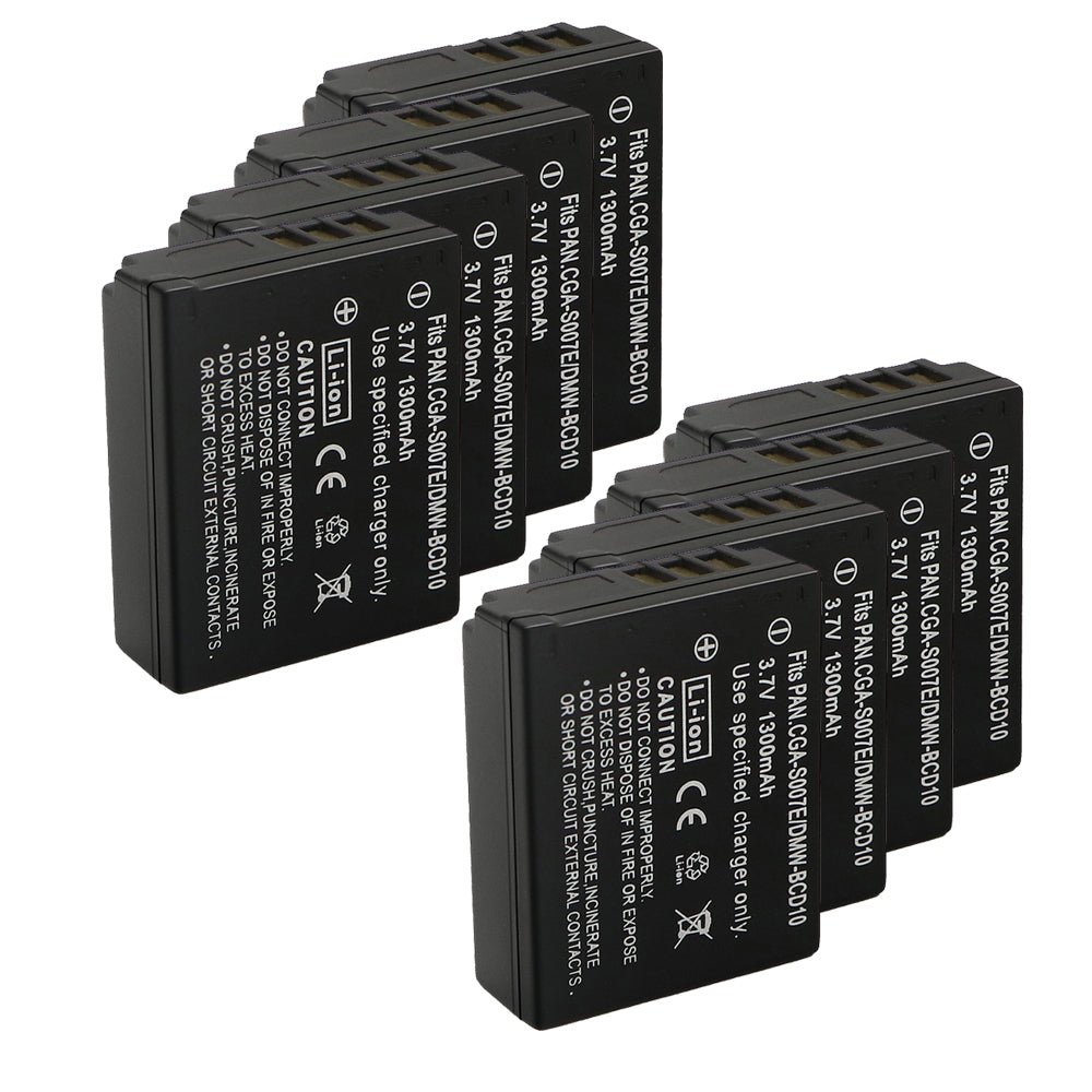 For Panasonic CGA-S007 Battery DMC-TZ1, DMC-TZ2, DMC-TZ3, DMC-TZ4, DMC-TZ5, DMC-TZ11 1300mAh Camera Batteries