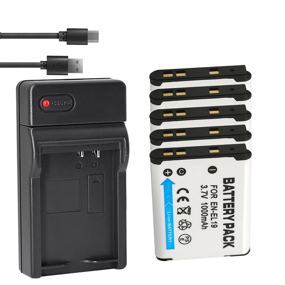 Compatible Charger Replacement for Nikon EN-EL19, Sony NP-BJ1 Battery and Nikon Coolpix S3300 S3400 S3500 S3600 S3700 S4100 S4300 S4400 S5200 S6700 S6800 S6900 S7000 and Sony DSC-RX0 Camera