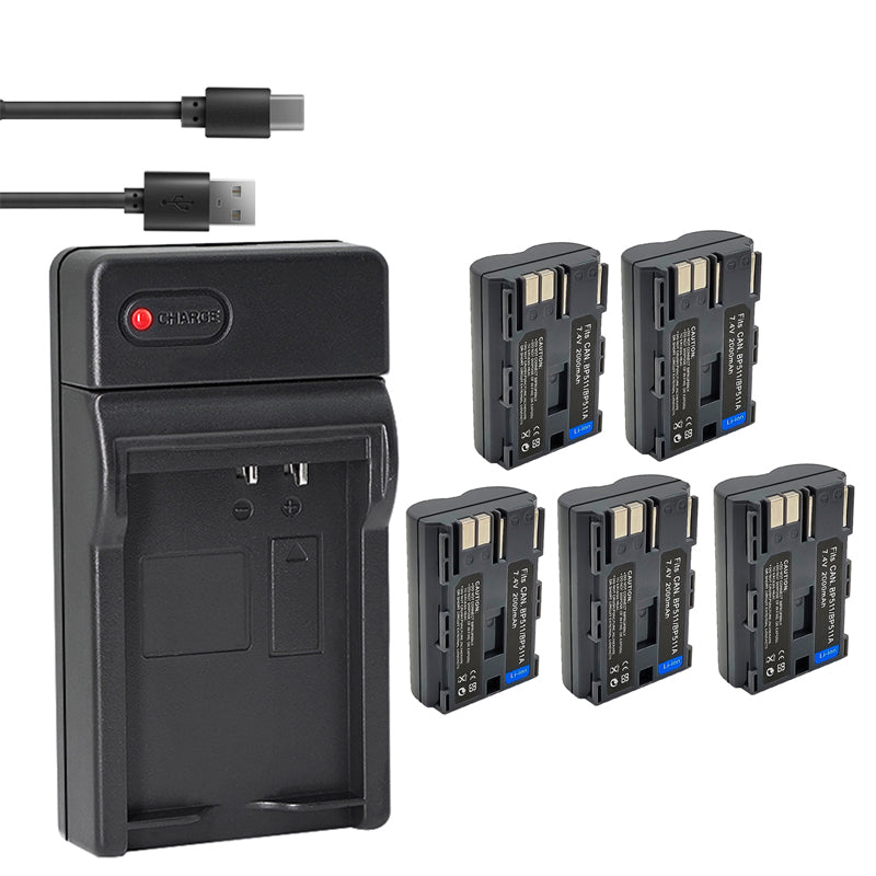 BP-511 BP-511a Battery 2-Pack 2000mAh and USB Charger for Canon EOS 5D 10D 20D 20Da 30D 40D 50D 300D D30 D60 and More Camera