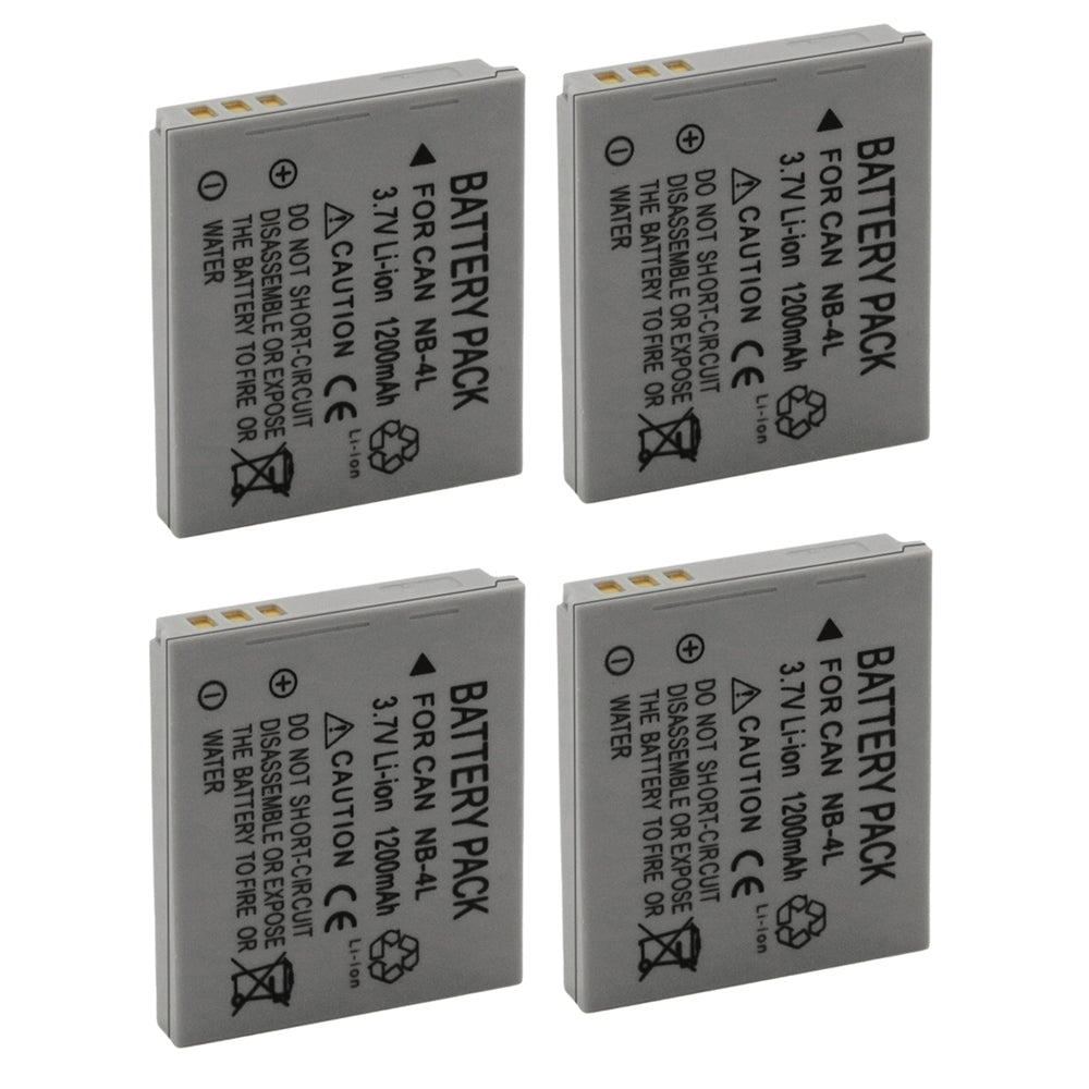 For Canon NB-4L PowerShot SD30 SD200 SD430 IXY Digital 10 Battery 1200mAh Camera Batteries