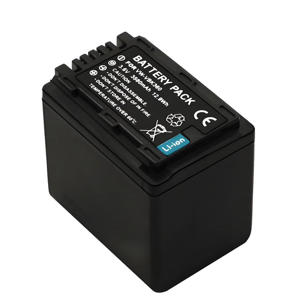 For Panasonic VW-VBK360 Battery Replacement SDR-S50K, SDR-S50N, SDR-S50P, SDR-S50PC 3580mAh Camera Batteries