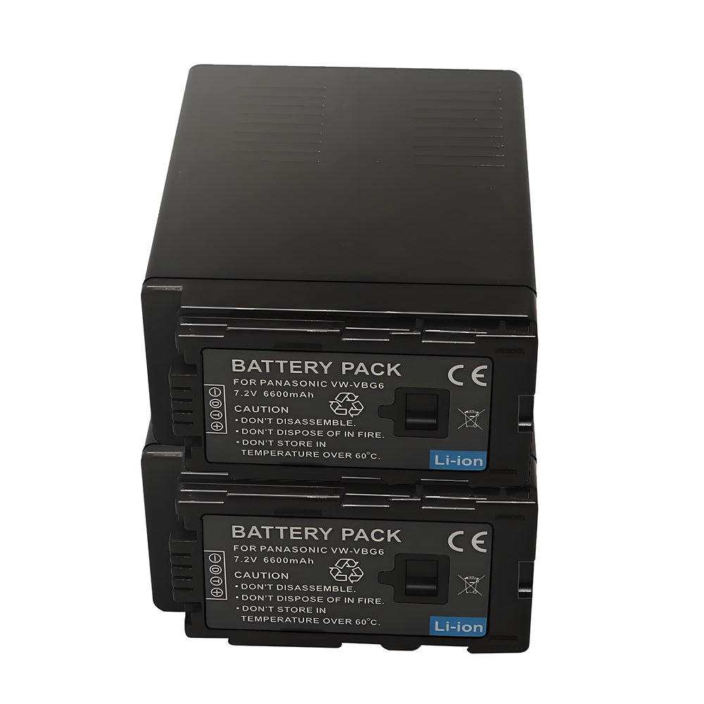 For Panasonic VW-VBG6 Battery Replacement  AG-HMC40, AG-HMC43, AG-HMC45A, AG-HMC70, AG-HMC70U, AG-HMC73MC, AG-HMC80, AG-HMC83MC, AG-HMC150, AG-HMC151E, 6600mAh Camera Batteries
