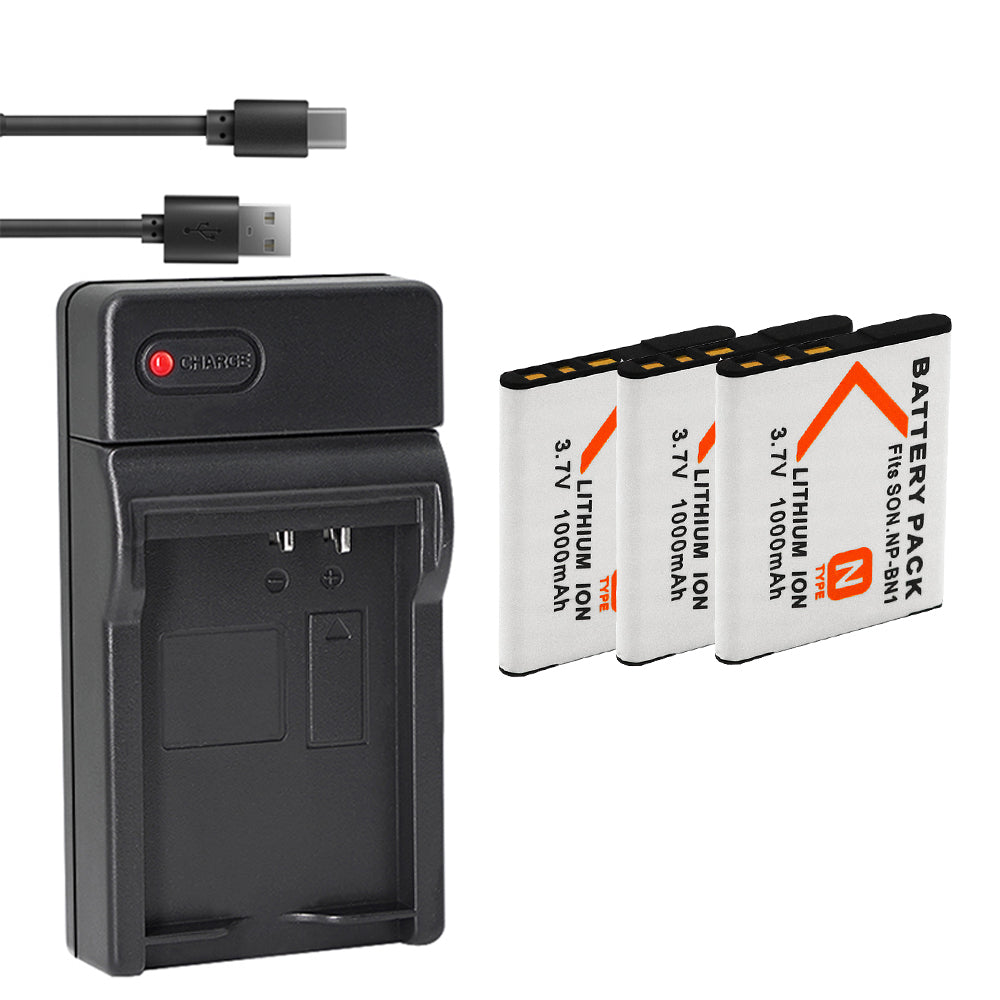 Battery (X2) & LCD Slim USB Charger for Sony NP-BN1 NPBN1 BC-CSN and Cyber-Shot DSC-QX10 QX30 QX100 DSC-TF1 DSC-TX10 TX20 TX30 DSC-W530 DSC-W570 DSC-W650 DSC-W800 DSC-W830 Digital Camera +More