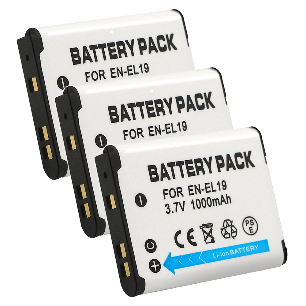 For Nikon EN-EL19 Battery Coolpix S6700, Coolpix S6800, Coolpix S6900 1000mAh Camera Batteries