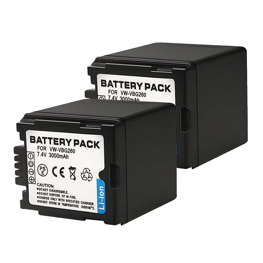 For Panasonic VW-VBG260 Battery Replacement  VW-VBG070, VW-VBG130, VW-VBG130-K, VW-VBG130PPK, VW-VBG260, VW-VBG260-K, VW-VBG260PPK, DMW-BLA13, DMW-BLA13A  3000mAh Camera Batteries