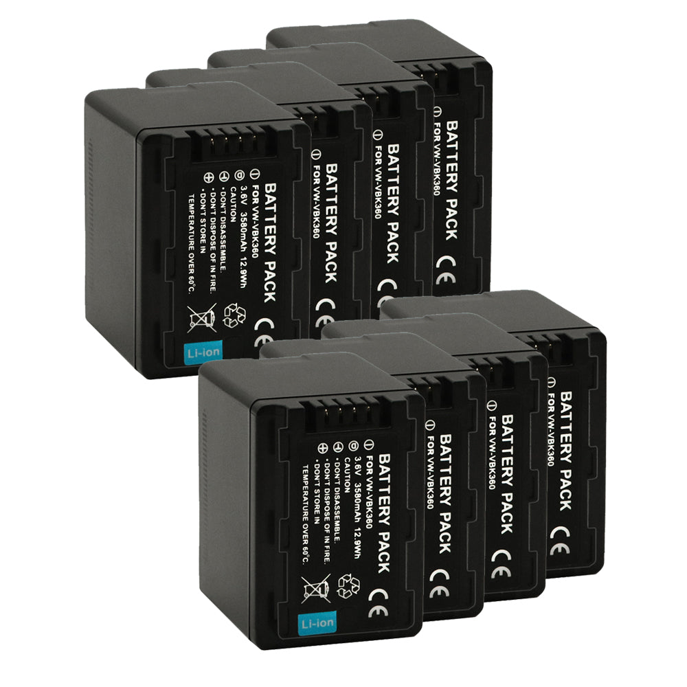 For Panasonic VW-VBK360 Battery Replacement SDR-S50K, SDR-S50N, SDR-S50P, SDR-S50PC 3580mAh Camera Batteries