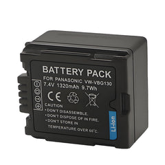 For Panasonic VW-VBG130 Battery Replacement Lumix DMC-L10, HDC-HS250, HDC-HS300, HDC-HS700, HDC-SD10, HDC-SD600, HDC-SD700, HDC-SDT750, HDC-TM10, HDC-TM15 1320mAh Camera Batteries