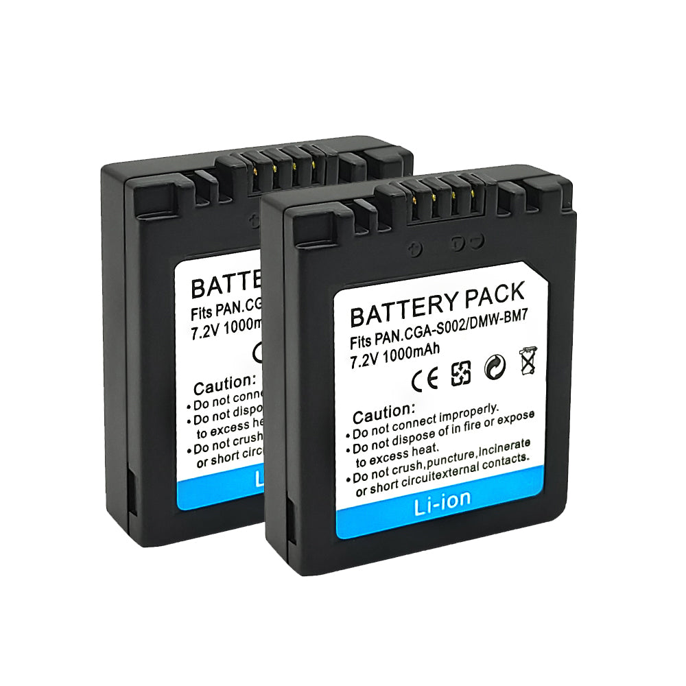 For Panasonic CGA-S002, CGA-S002A Battery DMW-BM7 DMC-FZ1, DMC-FZ2 1000mAh Camera Batteries