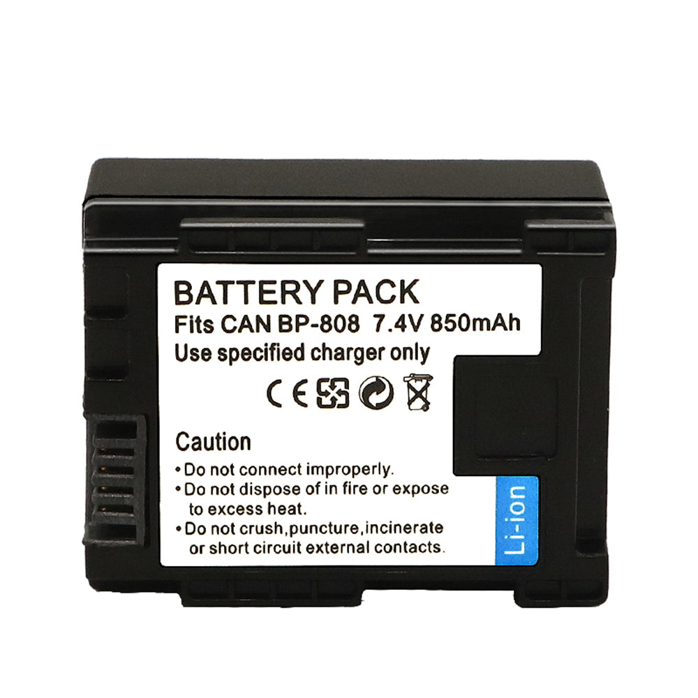 1-Pack BP-808 BP808 Battery and USB Wall Charger Compatible with Canon BP-809 BP-819 BP-827 Battery, Canon CG-800 Charger, Canon VIXIA HG20 VIXIA HG21 VIXIA HG30, XA10, XA10 HD Cameras