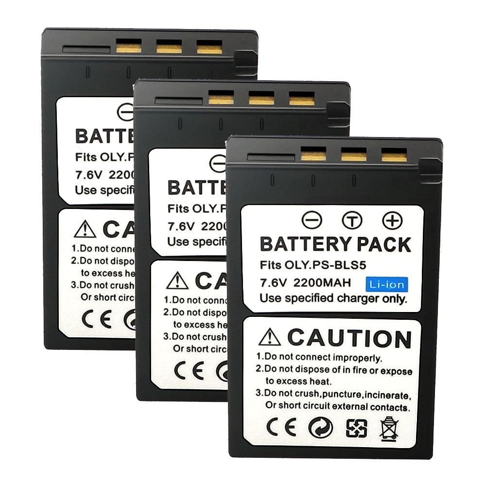 For Olympus BLS-5, BLS-50, PS-BLS5 Battery OM-D E-M10, Pen E-PL2, E-PL5 2200mAh Camera Batteries