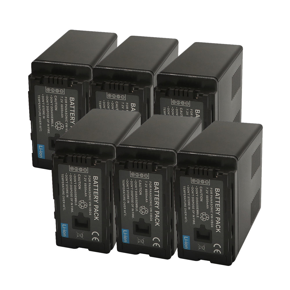 For Panasonic VW-VBG6 Battery Replacement  AG-HMC40, AG-HMC43, AG-HMC45A, AG-HMC70, AG-HMC70U, AG-HMC73MC, AG-HMC80, AG-HMC83MC, AG-HMC150, AG-HMC151E, 6600mAh Camera Batteries