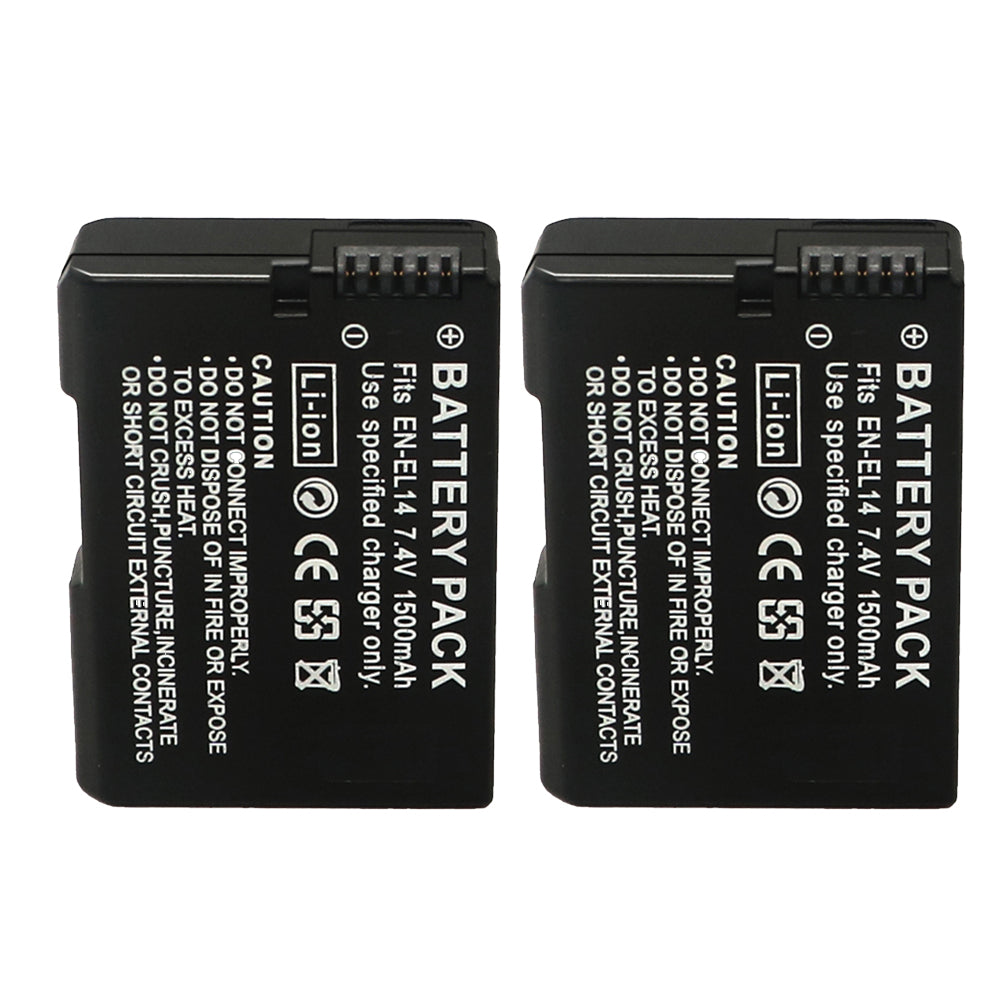 For Nikon EN-EL14 Battery Nikon D3300 DSLR D3400 DSLR D3500 DSLR D5100 DSLR D5200 DSLR 1500mAh Camera Batteries