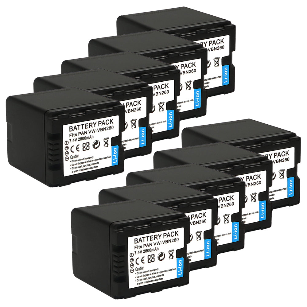 For Panasonic VW-VBN260 Li-ion Battery Replacement  HC-X800 X900 X910 X920 HDC-HS900 SD800 SD900 TM900 2800mAh Camera Batteries