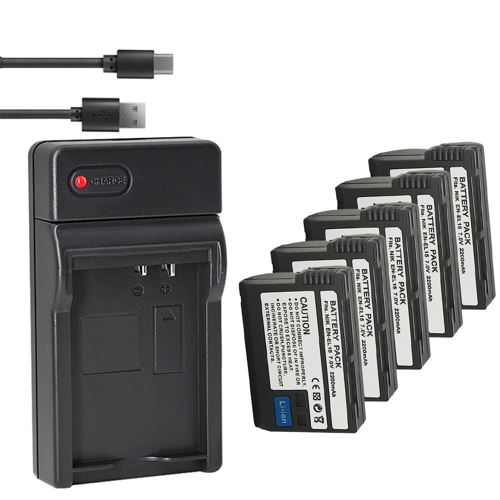EN-EL15a EN-EL15b EN-EL15c Battery and USB Charger Compatible with Nikon D780, Z6, Z7, D850, D810, D810A, D800, D800E, D7500, D7200, D7100, D7000, D750, D810, D610, D600, 1v1 Cameras