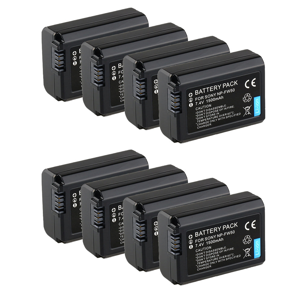 For Sony NP-FW50 Battery ZV-E10, Alpha A6500, A6300, A6000, A7s, A7, 1500mAh Camera Batteries