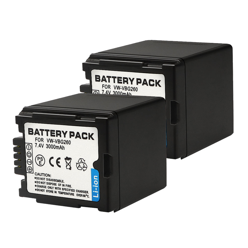 For Panasonic VW-VBG260 Battery Replacement  VW-VBG070, VW-VBG130, VW-VBG130-K, VW-VBG130PPK, VW-VBG260, VW-VBG260-K, VW-VBG260PPK, DMW-BLA13, DMW-BLA13A  3000mAh Camera Batteries