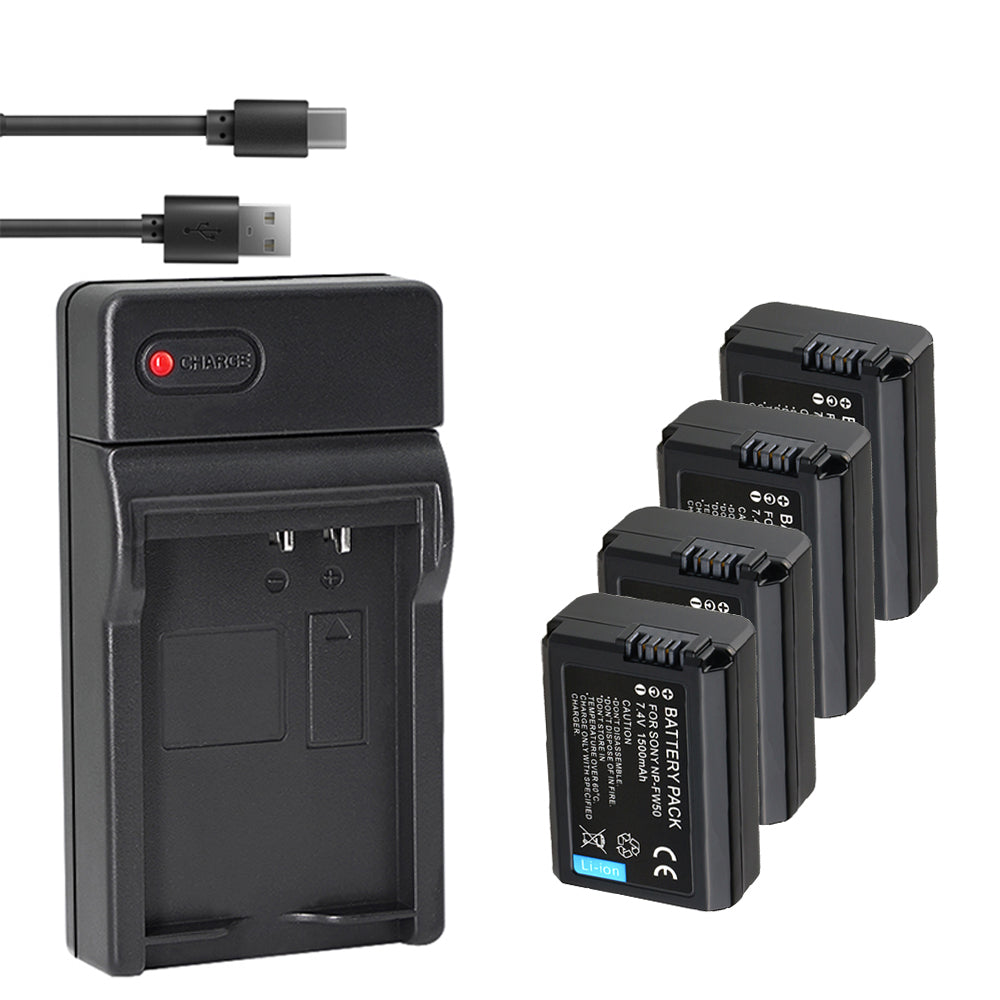 2 Pack Replacement Sony NP-FW50 Battery and Smart LCD Display USB Charger Compatible for Sony ZV-E10, Alpha A6500, A6300, A6000, A7s, A7, A7s Ii, A7s, A5100, A5000, A7r, A7 Ii Camera