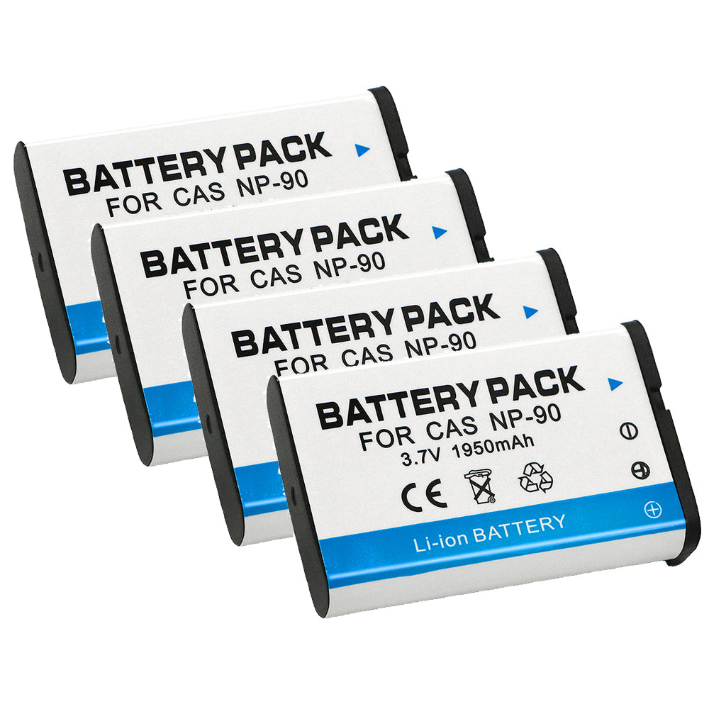 For Casio CNP-90 Battery NP-90DBA Casio BC-90L Charger, Casio Exilim EX-H20G, 1950mAh Camera Batteries
