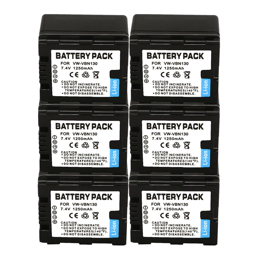 For Panasonic VW-VBN130 Battery Replacement HC-X910, HC-X920, HC-X920M, HDC-HS900, HDC-HS900GK, HDC-HS900GK-3D, HDC-HS900K, HDC-SD800, HDC-SD800GK 1250mAh Camera Batteries