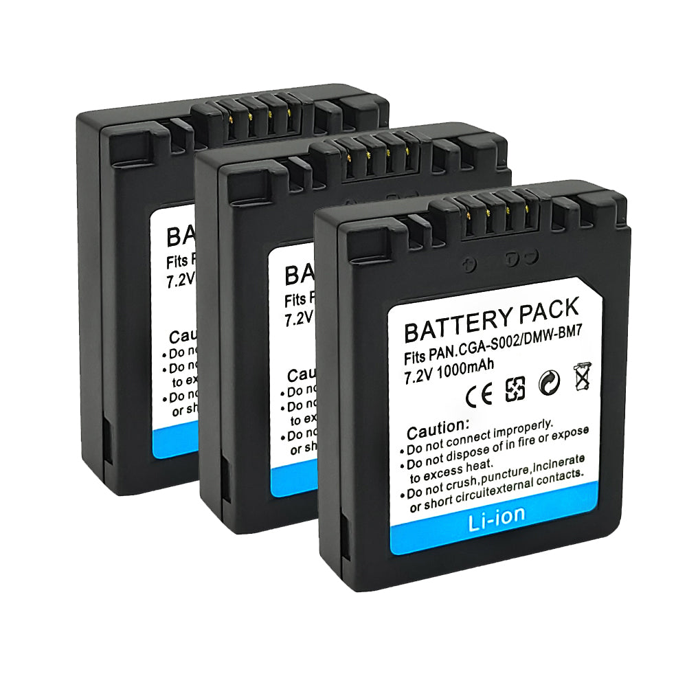For Panasonic CGA-S002, CGA-S002A Battery DMW-BM7 DMC-FZ1, DMC-FZ2 1000mAh Camera Batteries