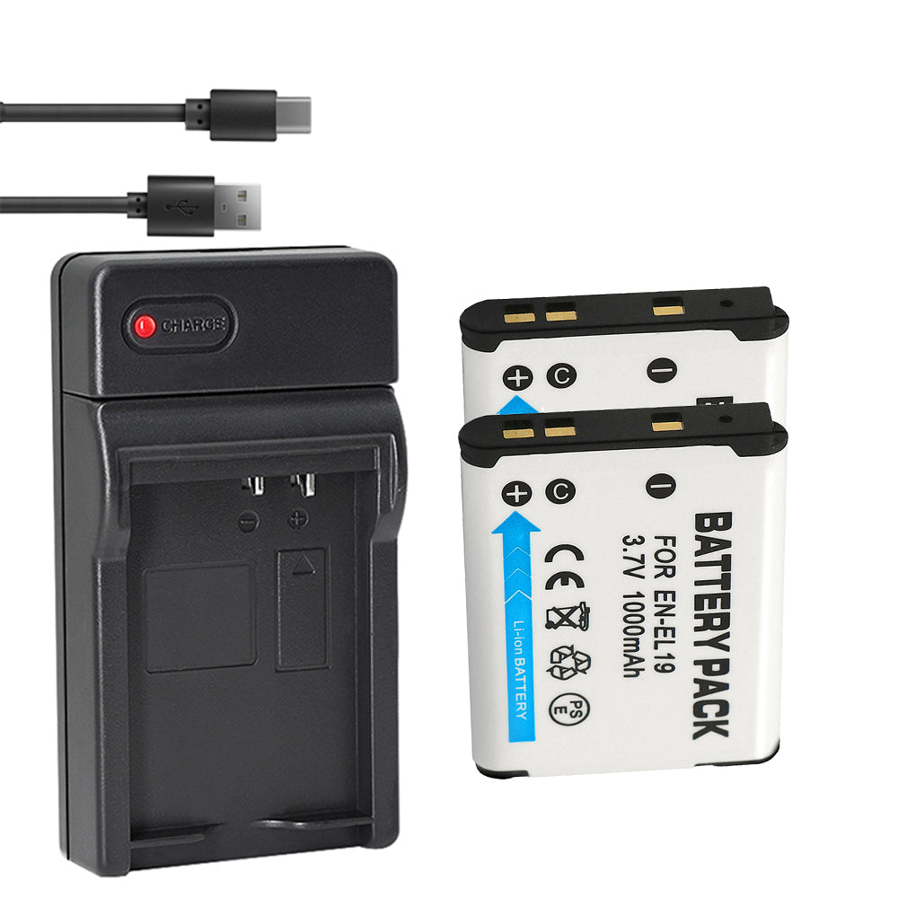 Compatible Charger Replacement for Nikon EN-EL19, Sony NP-BJ1 Battery and Nikon Coolpix S3300 S3400 S3500 S3600 S3700 S4100 S4300 S4400 S5200 S6700 S6800 S6900 S7000 and Sony DSC-RX0 Camera