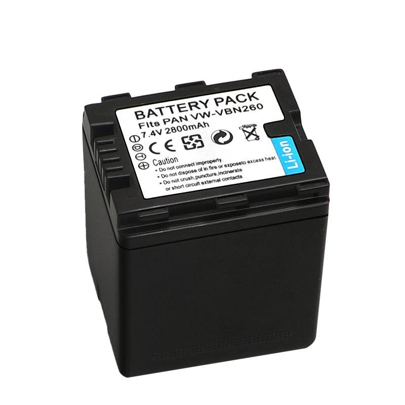 For Panasonic VW-VBN260 Li-ion Battery Replacement  HC-X800 X900 X910 X920 HDC-HS900 SD800 SD900 TM900 2800mAh Camera Batteries