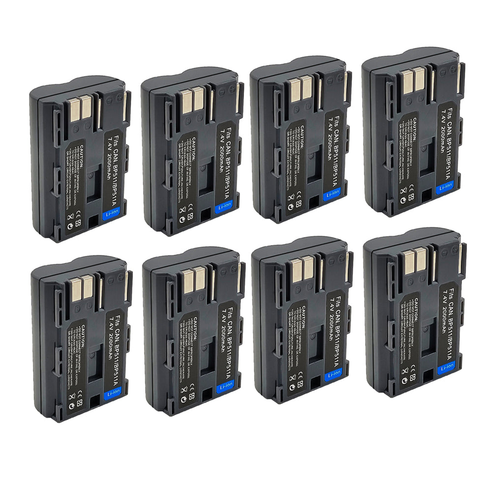 For Canon BP511 BP511A BP-508 Battery ZEOS 5D DM-MV30 2000mAh Camera Batteries