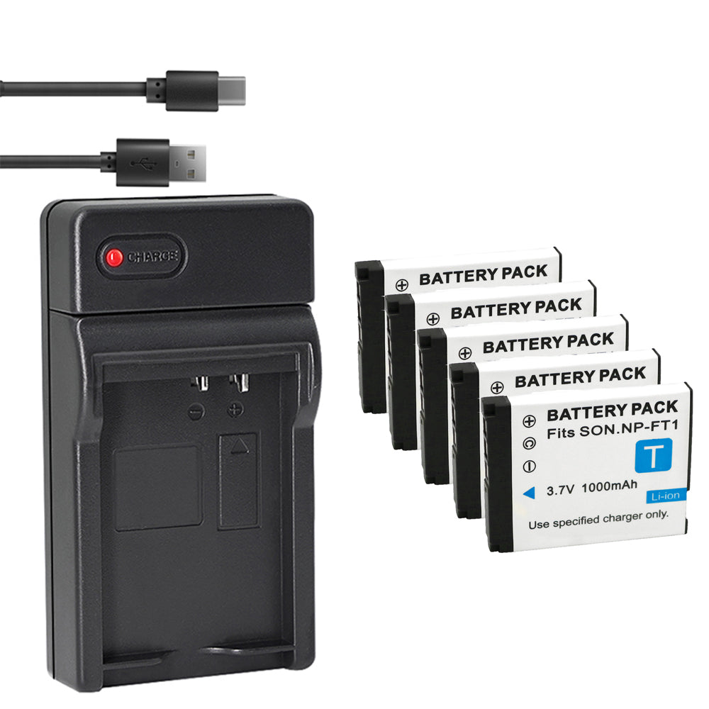 1-Pack Battery and USB Charger Replacement for Sony NP-FT1, Type T Battery, Sony C-CS3, BC-TR1 Charger, Sony Cyber-Shot DSC-T10/W, Cyber-Shot DSC-T11, Cyber-Shot DSC-T33 Cameras