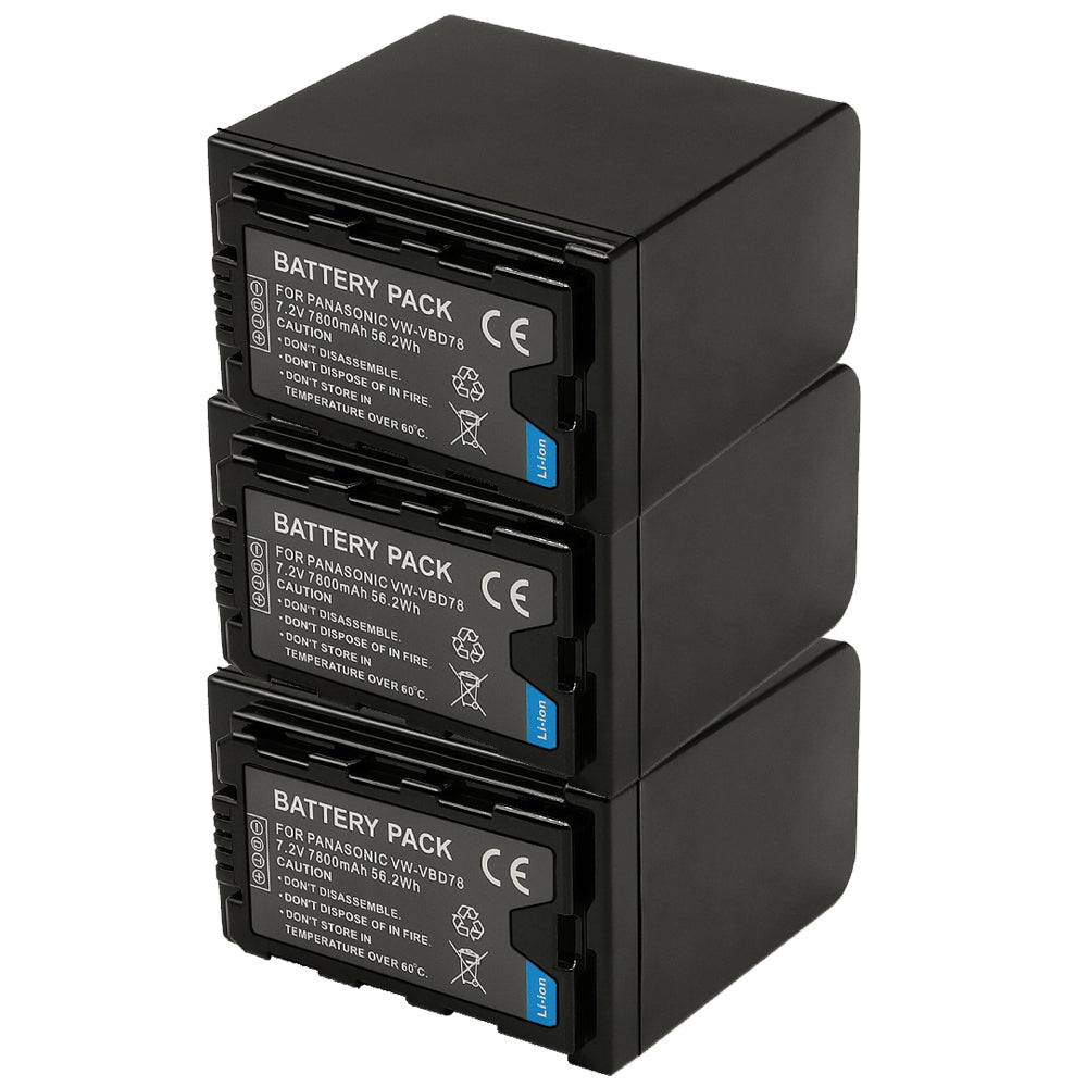 For Panasonic VW-VBD78/VBR89G VW-VBD29 Battery AG-UX180 AG-UX90 AG-3DA1 AG-AC8 AG-DVC30 AG-HPX171 AG-HPX250 HPX255 AG-HVX201 7800mAh Camera Batteries