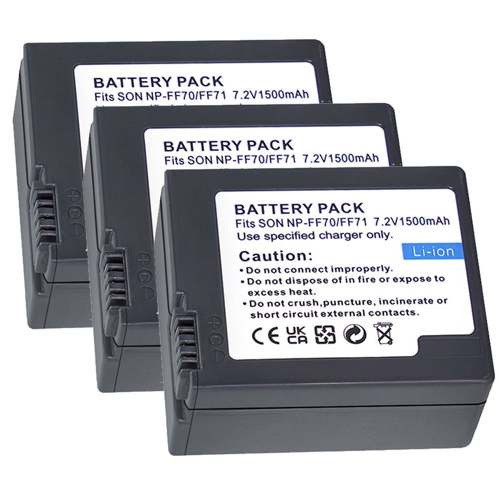 For Sony NP-FF70 NP-FF71 NP-FF71S Battery DCR-HC1000, DCR-HC1000E 1500mAh Camera Batteries