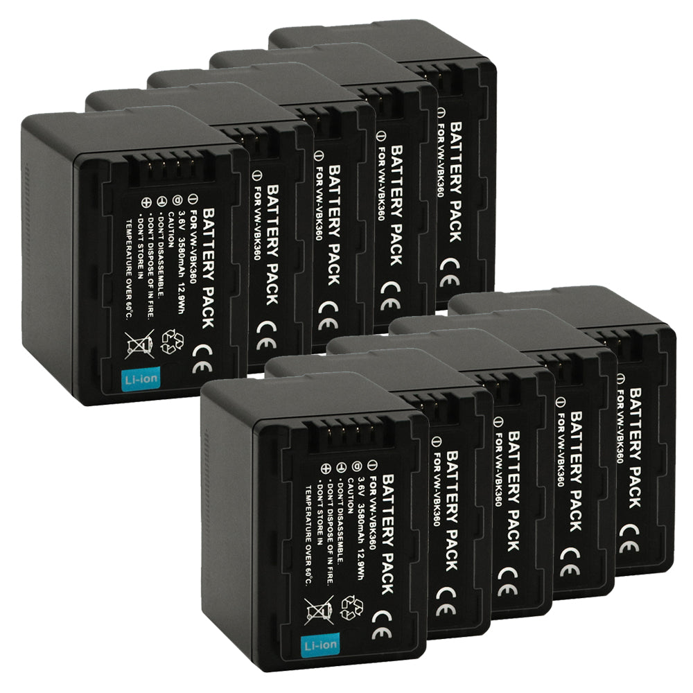 For Panasonic VW-VBK360 Battery Replacement SDR-S50K, SDR-S50N, SDR-S50P, SDR-S50PC 3580mAh Camera Batteries