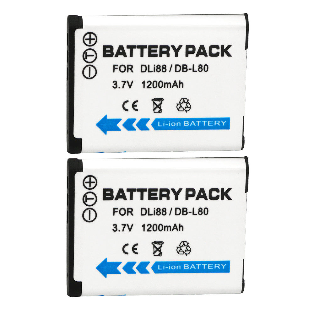 For Sanyo Camera Battery DB-L80 DB-L80A 3.7V 1200mAh Batteries