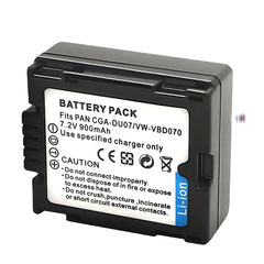 For Panasonic CGA-DU07 VW-VBD070 Battery PV-GS31 PV-GS33PV-GS34 PV-GS35 PV-GS39 PV-GS400 PV-GS500 PV-GS50 900mAh Camera Batteries